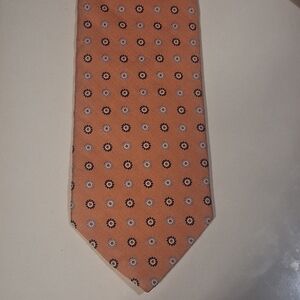 NEW Brooks Brothers Makers Neck Tie 100% Silk Orange Floral Geometric Print 60"